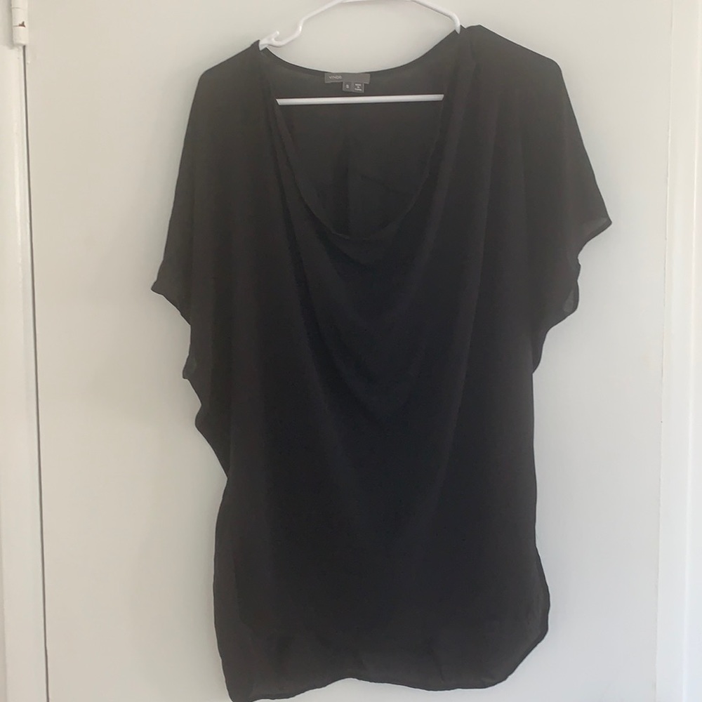 Vince 100% silk beautiful top with draped neck.